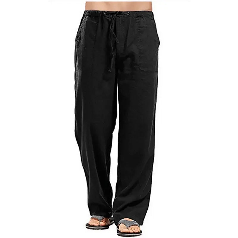 FGKKS Linen Wide Men Pants New Korean Oversize Linens Streetwear Trousers Male Spring Casual Men Pants