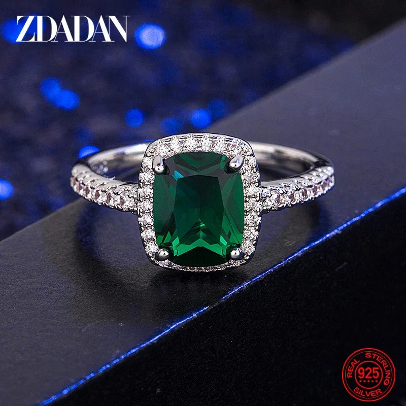 Victoria 925 Sterling Silver Emerald Cut Rings