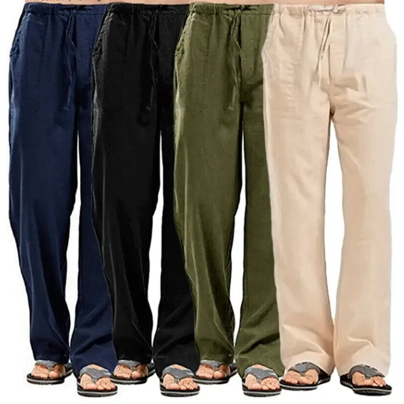 FGKKS Linen Wide Men Pants New Korean Oversize Linens Streetwear Trousers Male Spring Casual Men Pants