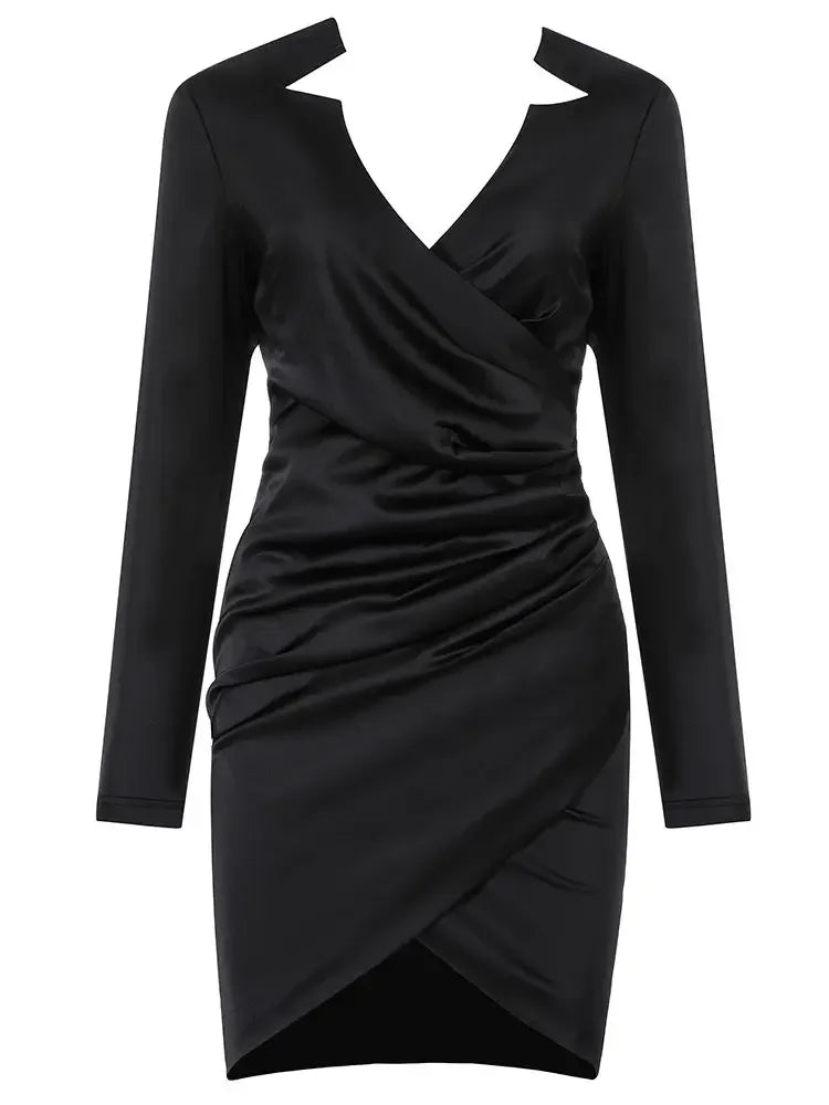 Deep V Long Sleeve Bodycon Dress