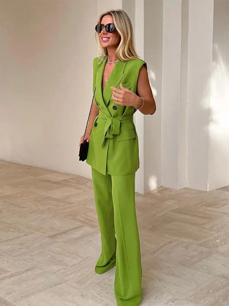 Monaco Vest & Wide Leg Pants Outfit