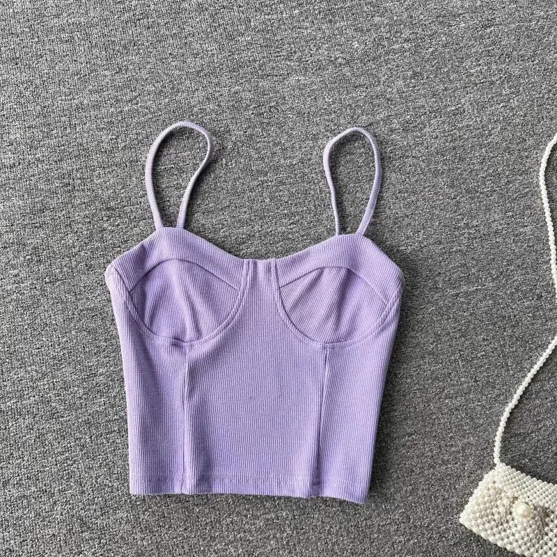 Strapless Western Style Skinny Tanks Camis for Women Summer Casual Solid Colours Female Corset Crop Tube Tops with Built In Bras