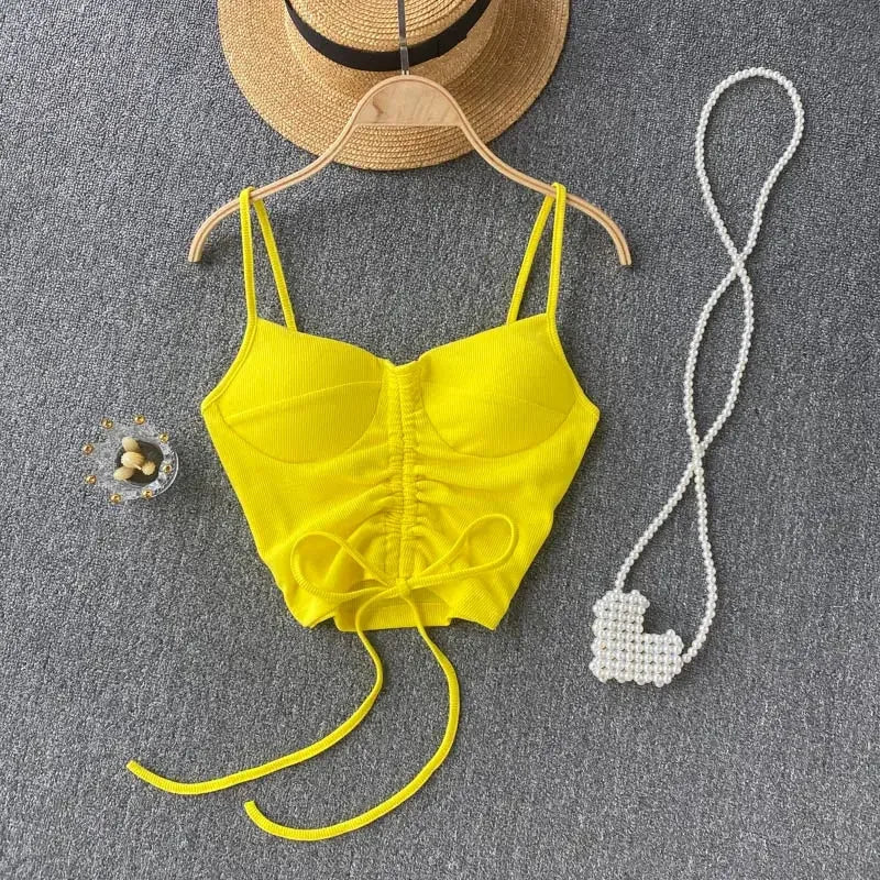 Strapless Western Style Skinny Tanks Camis for Women Summer Casual Solid Colours Female Corset Crop Tube Tops with Built In Bras