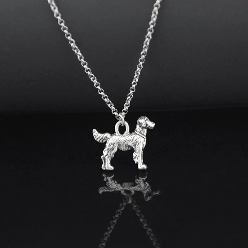Vintage 3 Style Pomeranian & Samoyed & Keeshond & Golden Retriever & Whippet Dog Charms Pendant Necklace Women Pet Lover Gift