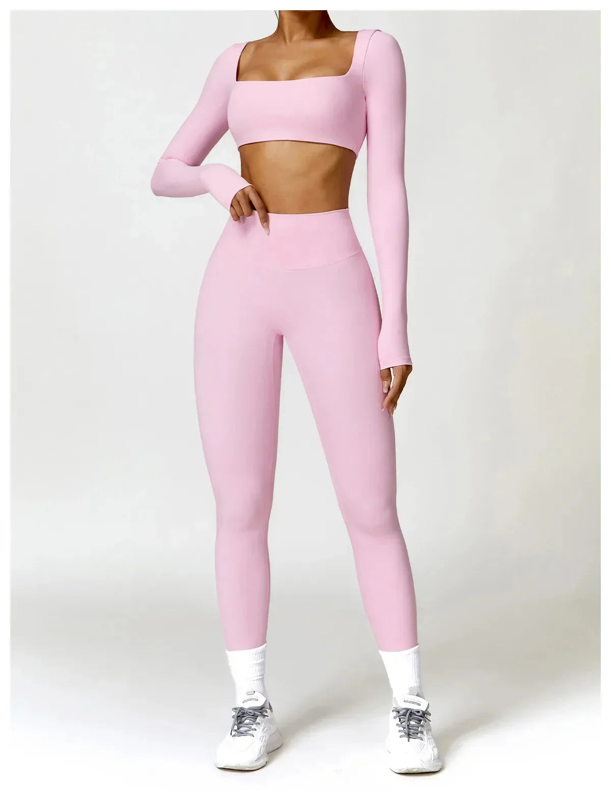 New Long sleeve Shirt Sports Set Women Fitness Tights Yoga Set Crop Top Running High Waist Gym Set Womens Outfits Yoga Clothing