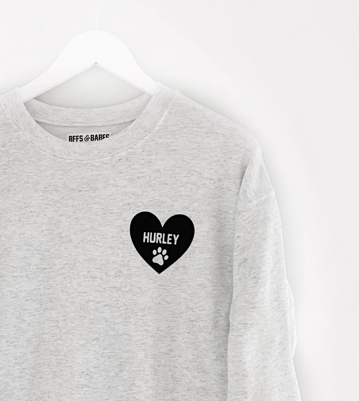 HEART U MOST ♡ gray sweatshirt with personalized heart paw print