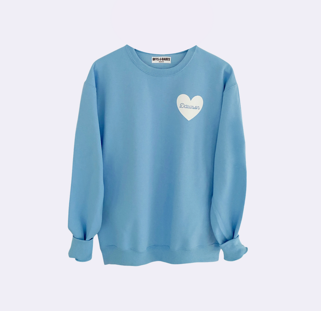 HEART U MOST ♡ light blue personalizable heart sweatshirt