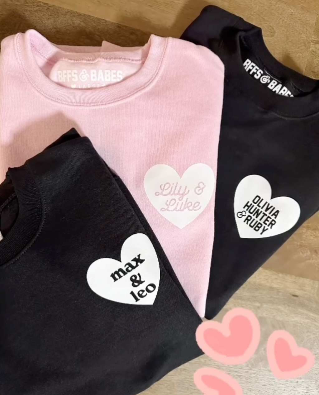 HEART U MOST ♡ light pink personalizable script heart sweatshirt