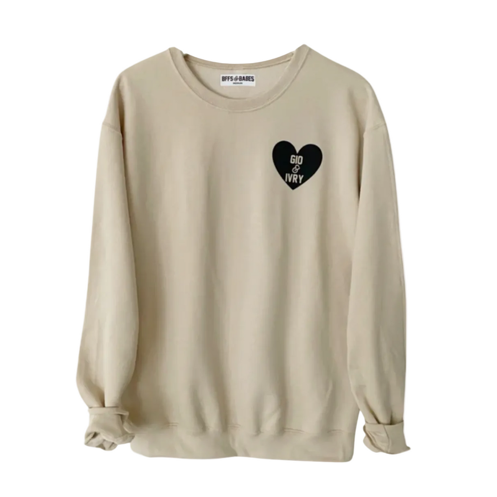 HEART U MOST ♡ beige personalizable sweatshirt