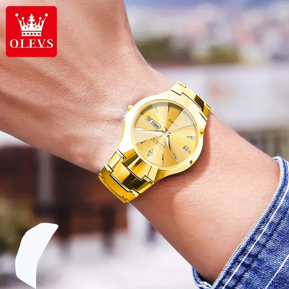 Tungsten Steel Luxury Waterproof Quartz Calendar Watch