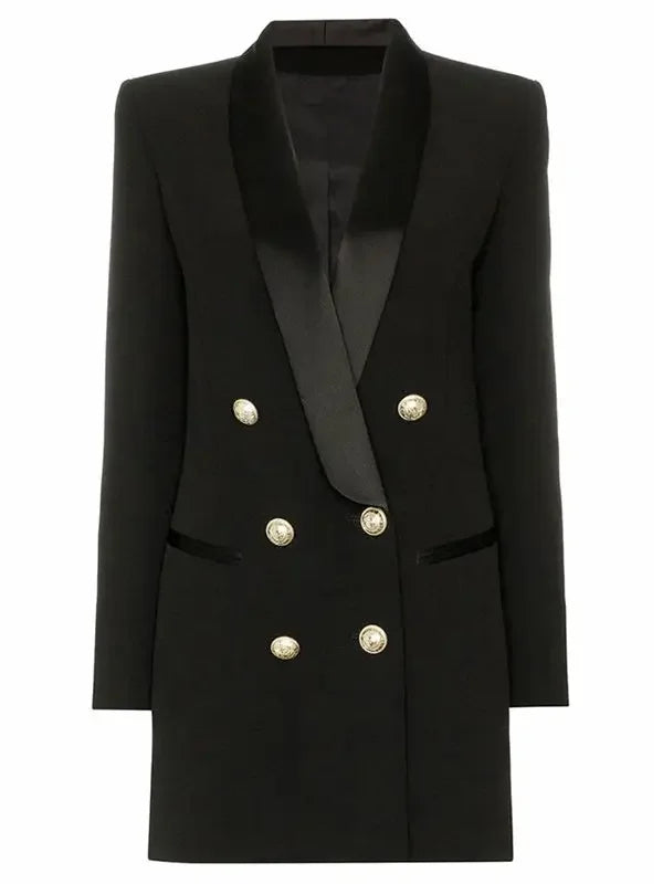 Lux Designer Satin Collar Long Brazer