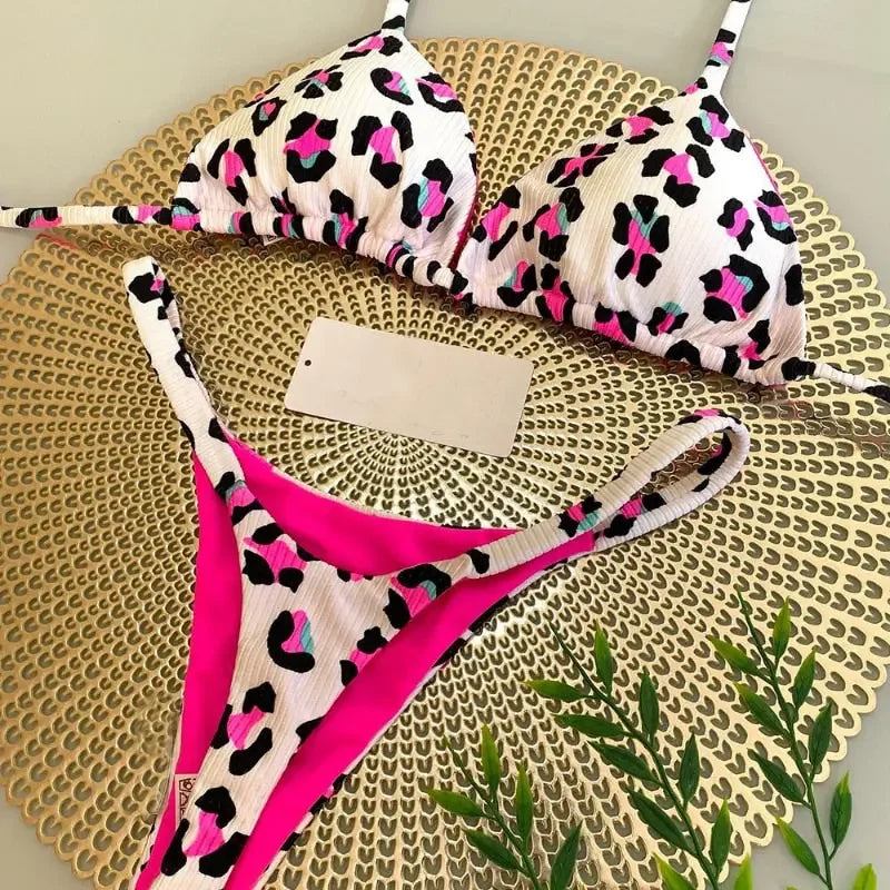 Leopard Print Brazilian Thong Swimwear
