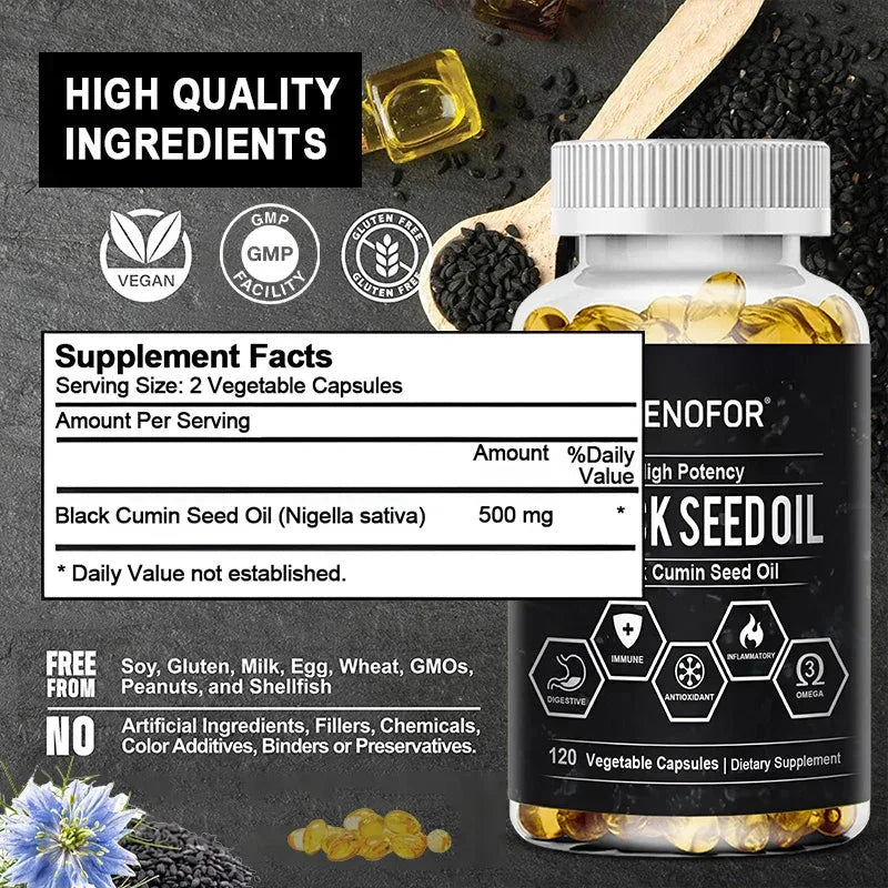 Cold Pressed Organic Black Cumin Seed Oil for Immune System, Digestion, Skin, Hair, Heart Health