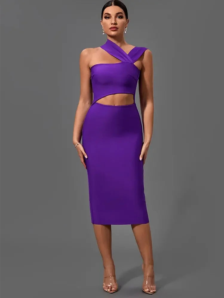 Passion Purple Bodycon Evening Party Dress XS-XL
