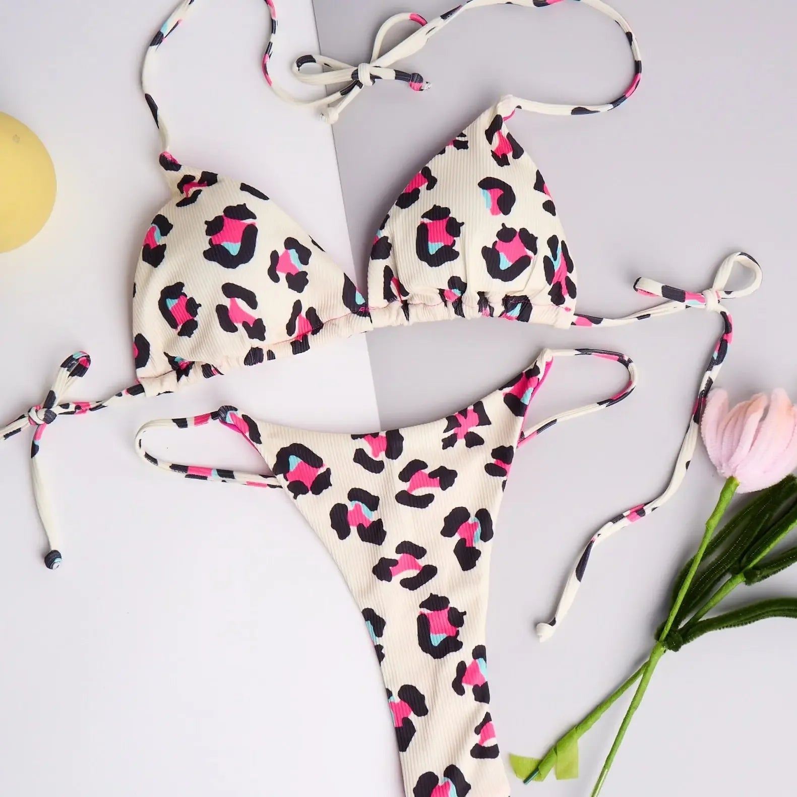 Leopard Print Brazilian Thong Swimwear