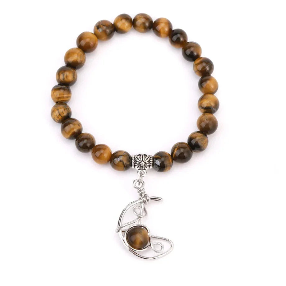 Crescent Moon Stone Bead Bracelets