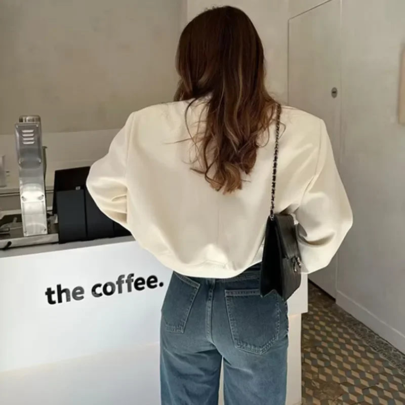 Bomber Jacket Women 2023 Fashion Button Pocket Long Sleeve Crop Tops Streetwear Baseball Jackets Winter Casual Coats Outerwear