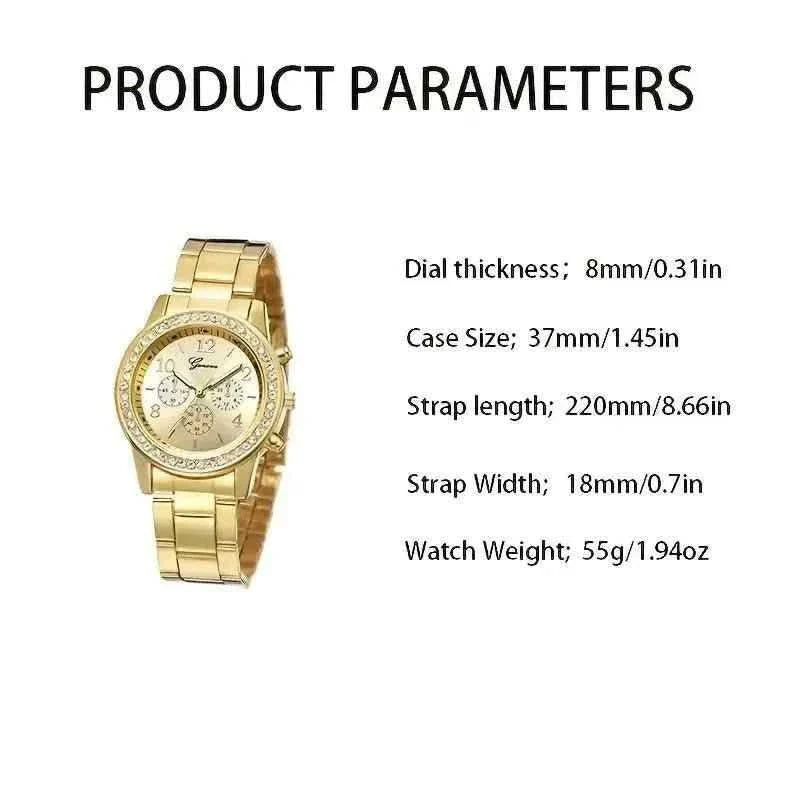 5-Piece Elegant Luxury Gold Watch & Jewelry Set Perfect Gift for Any Occasion