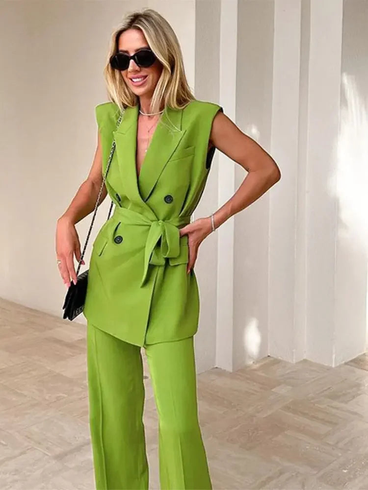 Monaco Vest & Wide Leg Pants Outfit