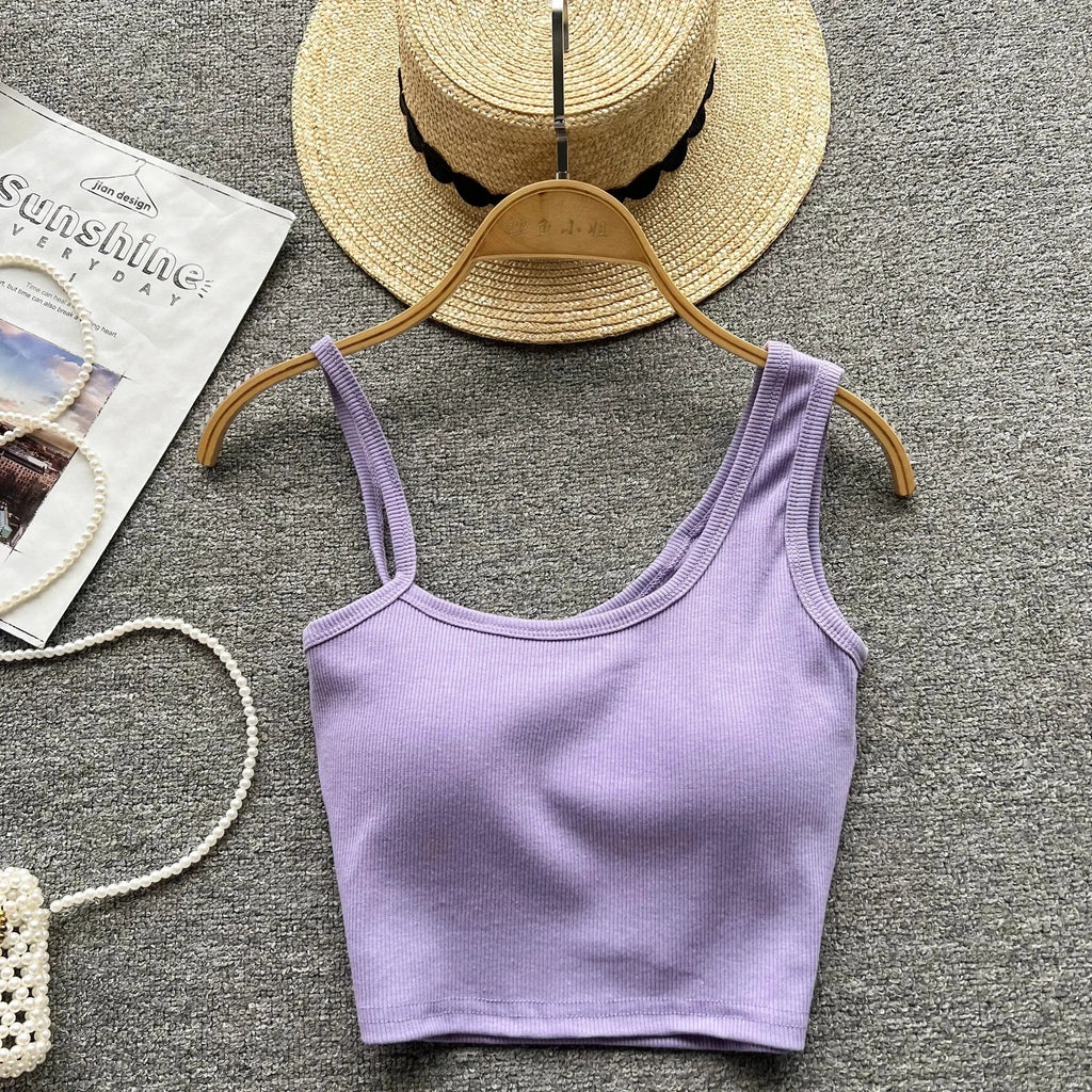 Strapless Western Style Skinny Tanks Camis for Women Summer Casual Solid Colours Female Corset Crop Tube Tops with Built In Bras