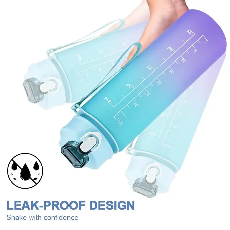 Gradient Sports Water Bottle with Time Marker Leak-proof Cup Motivational BPA Free
