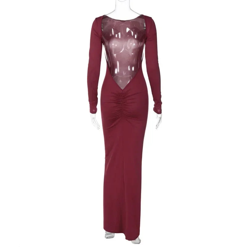 Glamour Backless Ruched Maxi Dress