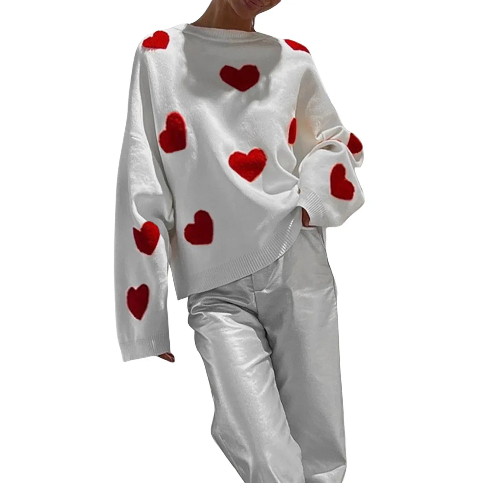 Embroidery Heart Valentine's Day Sweater