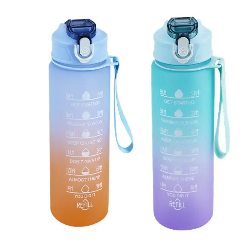 Gradient Sports Water Bottle with Time Marker Leak-proof Cup Motivational BPA Free
