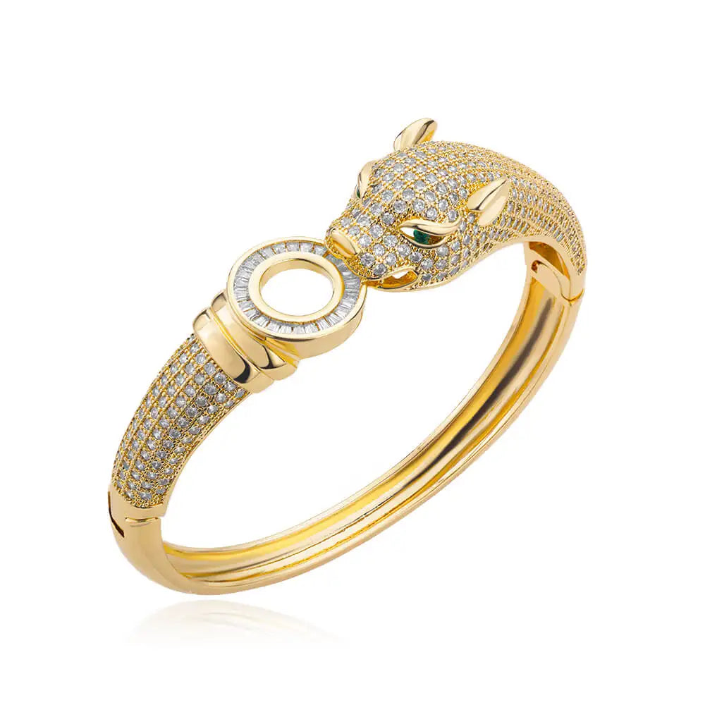 Cubic Zirconia Leopard Bangle Bracelet