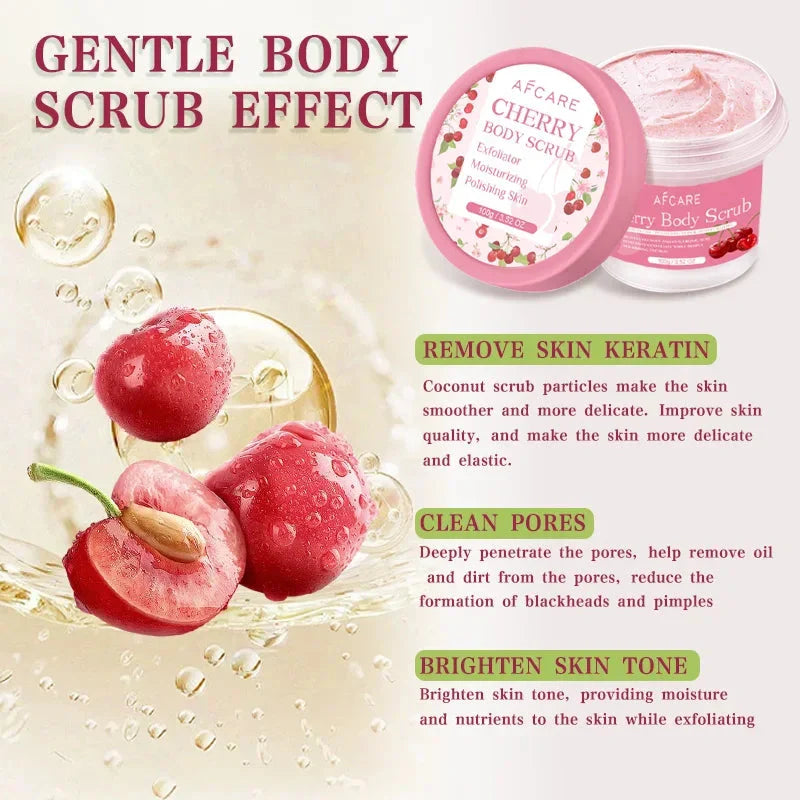 Cherry Body Scrub Exfoliator Deep Cleaning Moisturizing Niacinamide Whitening Improve Cracked Chicken Skin Exfoliating Cream