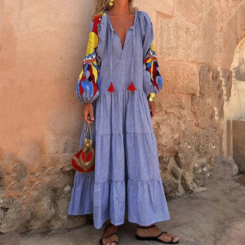 Lantern Sleeve Loose Maxi Dress