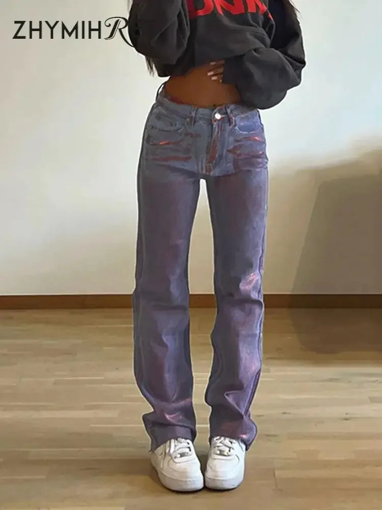 Statement High Waist Straight Leg Jeans