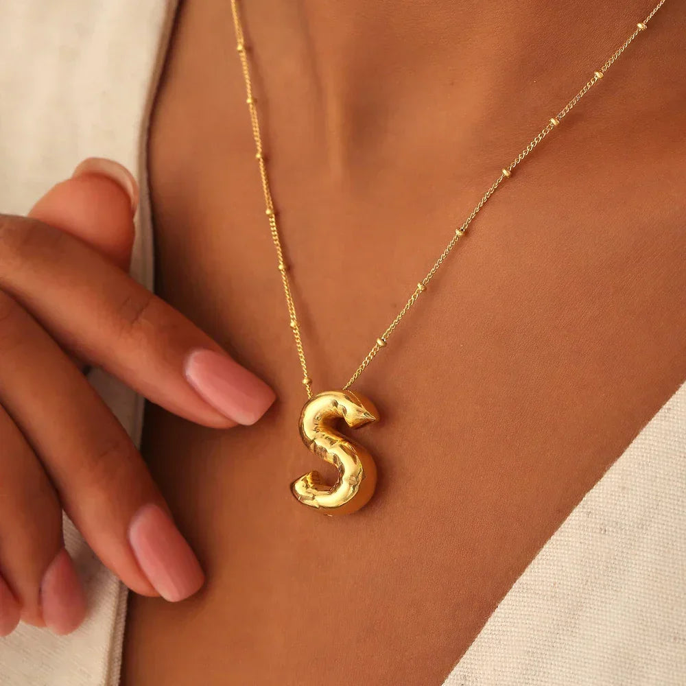 Vintage Letter Necklace 18K Gold Plated Stainless