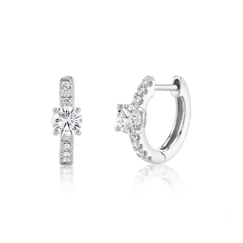 CRMYA Fashion Cubic Zirconia Cz Silver Gold Plated Hoop Earrings For Women Engagement Wedding Trendy Jewelry