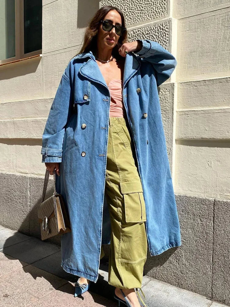 Denim Belted Trench Coat