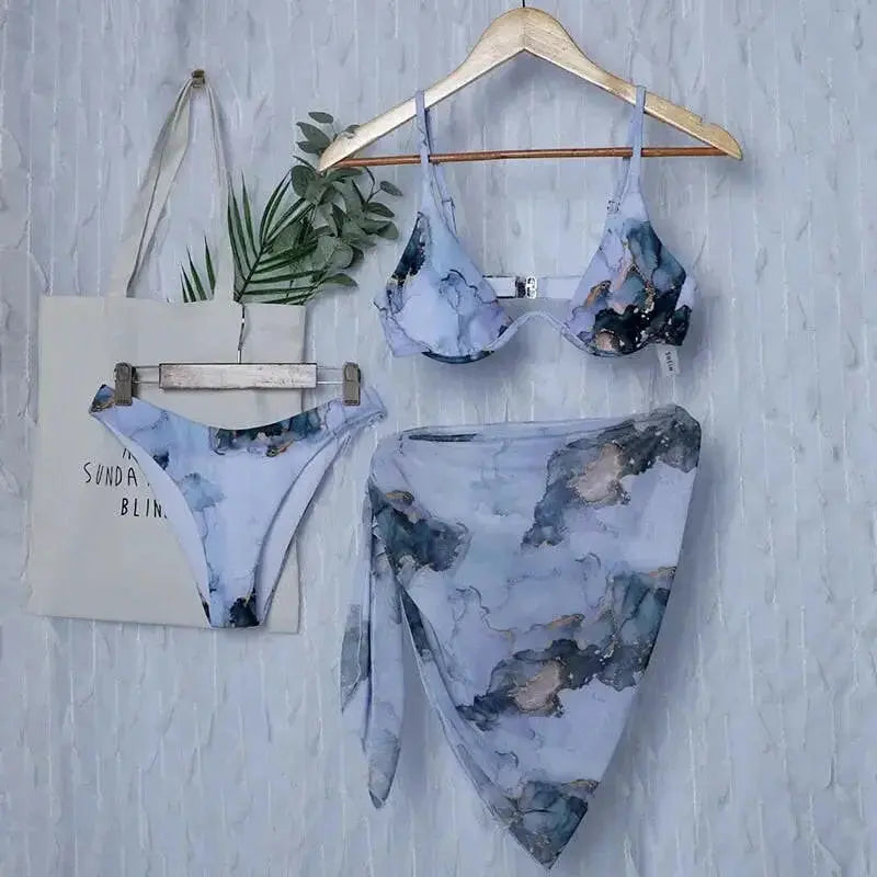 Sexy Marble Print Push Up Bikini