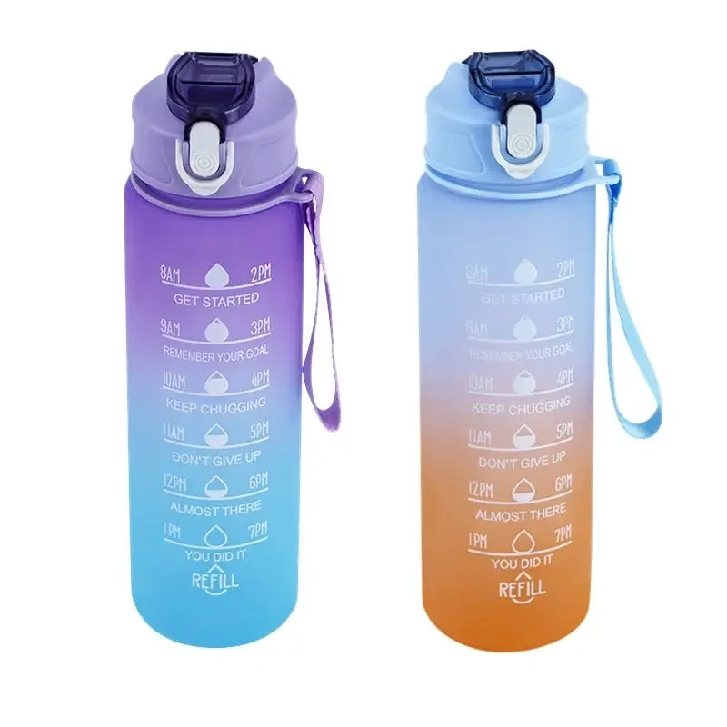 Gradient Sports Water Bottle with Time Marker Leak-proof Cup Motivational BPA Free