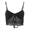 Sexy Corset Crop Top Women Sleeveless Summer Streetwear Fashion Bandage Black Camis Mesh Backless High Street Basic Cropped Tops
