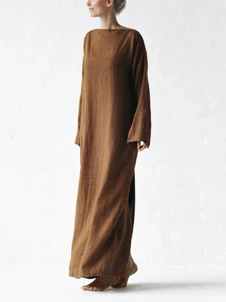 Janet Long Sleeve Linen Dress