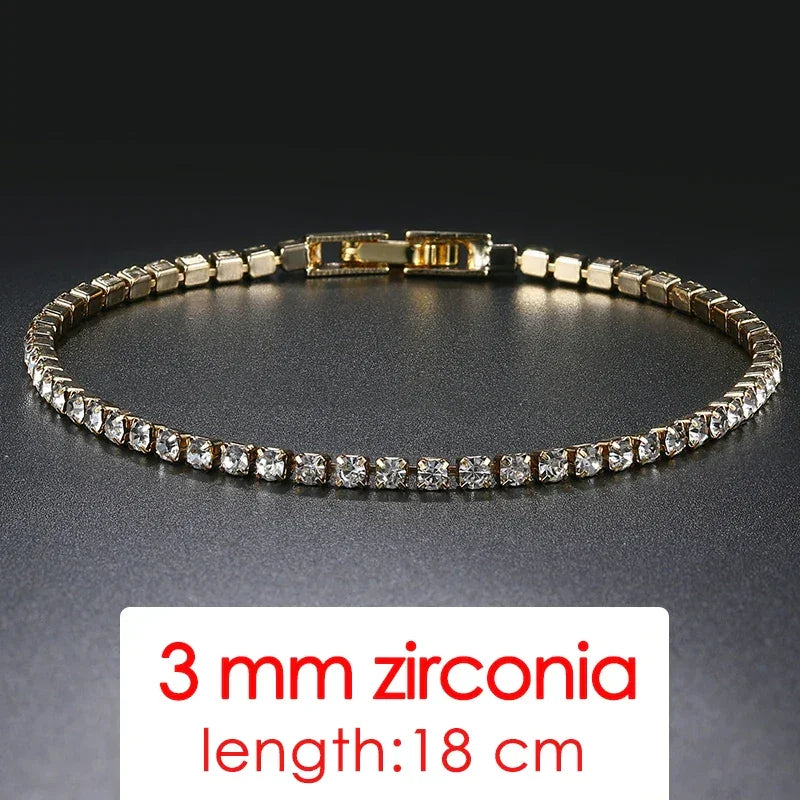 Tennis Chain Bracelets For Women Fashion Small Cubic Zircon Crystal Rose Gold Color Wedding Party Friends Gift Jewelry KC128M