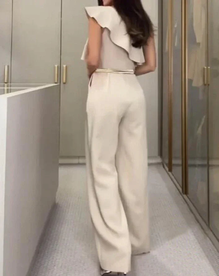 Mia Ruffle Belted Wide-Leg Jumpsuit
