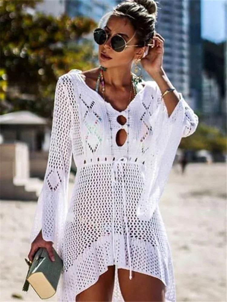 Boho White Crochet Beach Dress