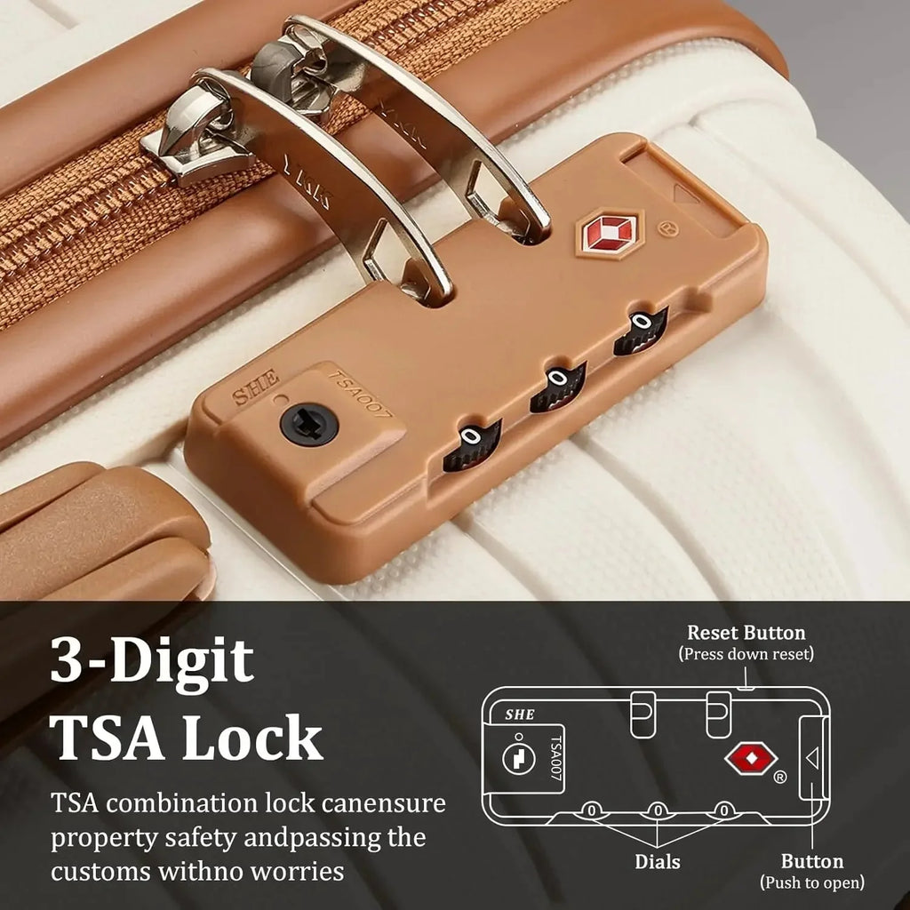 Hard Shell Luggage Sets with Duffel Bag and Toiletry Bag, TSA Lock