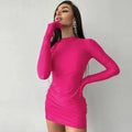 Modern Long Sleeve With Gloves Mini Bodycon Dress