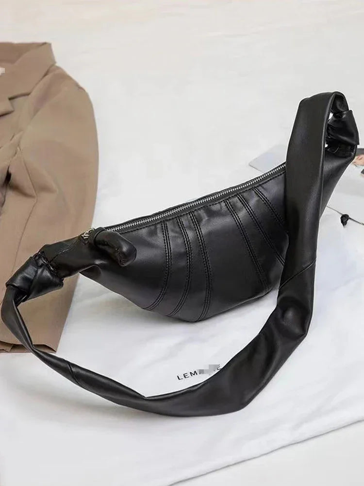 Leather Croissant Bag for Women