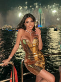 LUX Gold Sequin Mini Dress