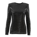 Aynaray 2023 Autumn Winter Women Office Slim Pullover Tops Solid Black Bodycon O-neck Long Sleeve Brightly T-shirts Female