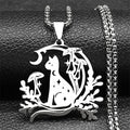 Cat Moon Mushroom Necklace