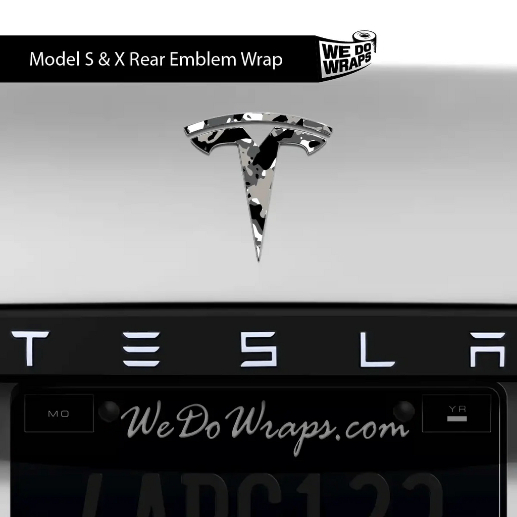 Camo Tesla Emblem Decals (Front + Back) | Model S