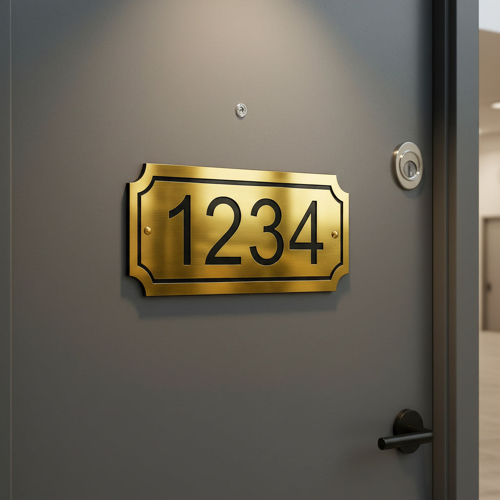 Modern Metal Door Number Plate | House Address Plaque for Front Door